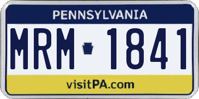 PA license plate MRM1841