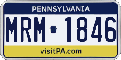 PA license plate MRM1846