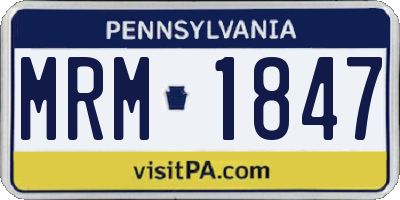 PA license plate MRM1847