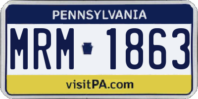 PA license plate MRM1863