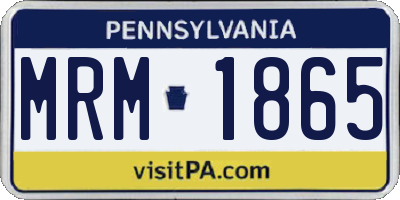 PA license plate MRM1865