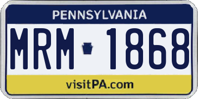 PA license plate MRM1868