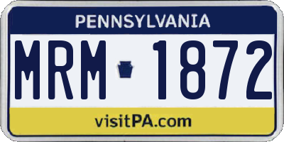 PA license plate MRM1872