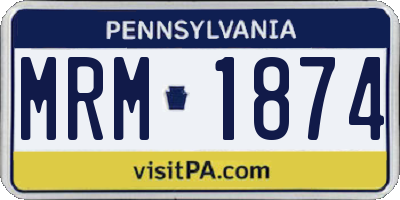 PA license plate MRM1874