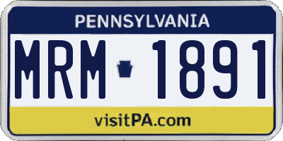 PA license plate MRM1891