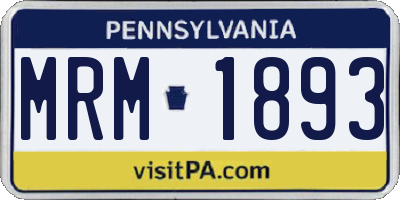 PA license plate MRM1893