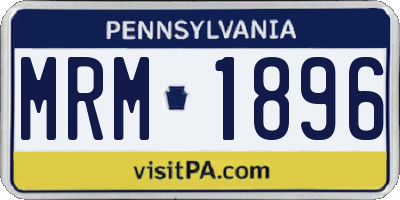 PA license plate MRM1896