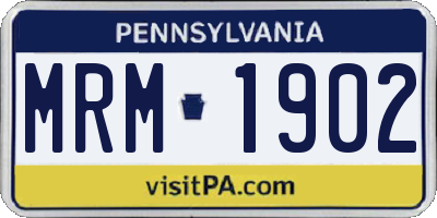 PA license plate MRM1902