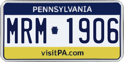 PA license plate MRM1906