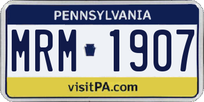 PA license plate MRM1907