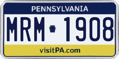 PA license plate MRM1908