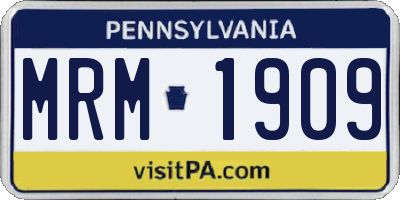 PA license plate MRM1909