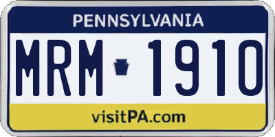 PA license plate MRM1910
