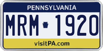 PA license plate MRM1920