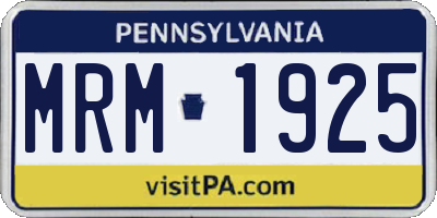 PA license plate MRM1925