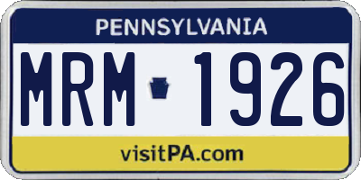 PA license plate MRM1926
