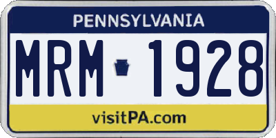 PA license plate MRM1928