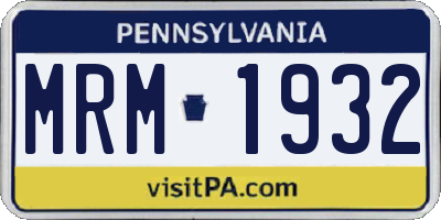 PA license plate MRM1932