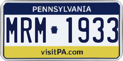 PA license plate MRM1933