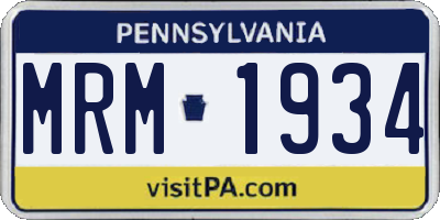 PA license plate MRM1934