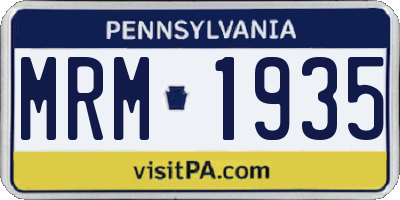 PA license plate MRM1935