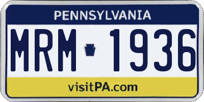 PA license plate MRM1936