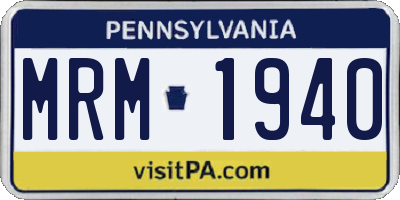 PA license plate MRM1940