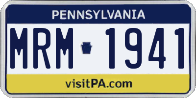 PA license plate MRM1941