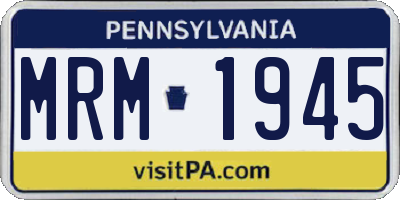 PA license plate MRM1945