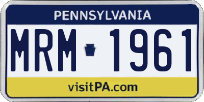 PA license plate MRM1961