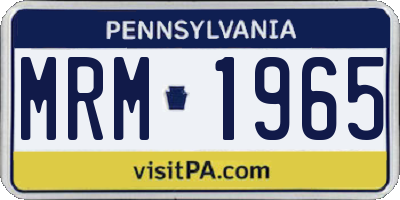 PA license plate MRM1965