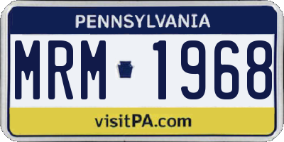 PA license plate MRM1968