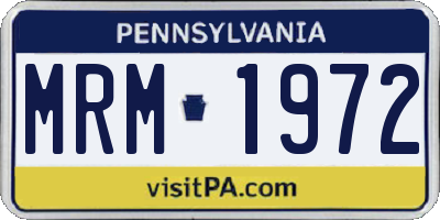 PA license plate MRM1972