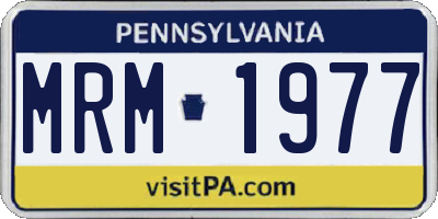 PA license plate MRM1977