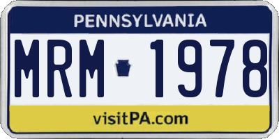 PA license plate MRM1978