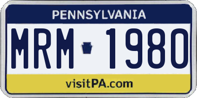 PA license plate MRM1980