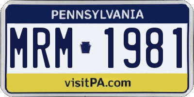 PA license plate MRM1981