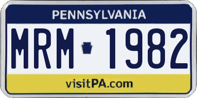 PA license plate MRM1982
