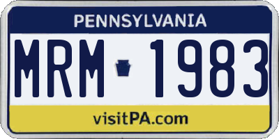 PA license plate MRM1983