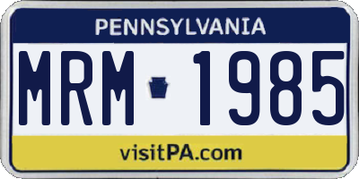 PA license plate MRM1985