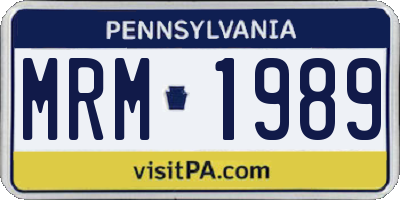 PA license plate MRM1989