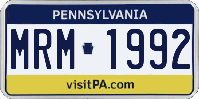 PA license plate MRM1992