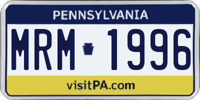 PA license plate MRM1996