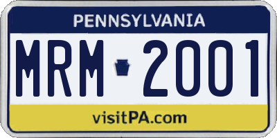 PA license plate MRM2001