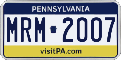 PA license plate MRM2007