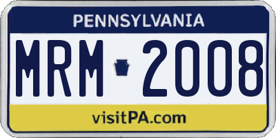 PA license plate MRM2008