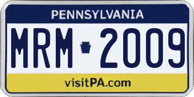 PA license plate MRM2009