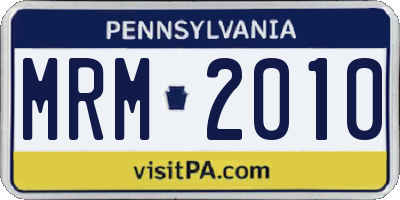 PA license plate MRM2010