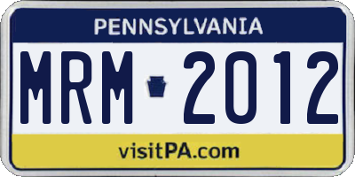 PA license plate MRM2012