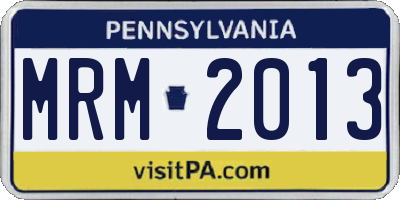 PA license plate MRM2013